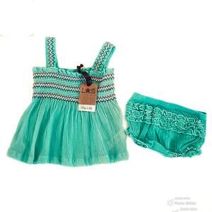 NWT Lilly & Sid 3-6M Mint Tunic Set
